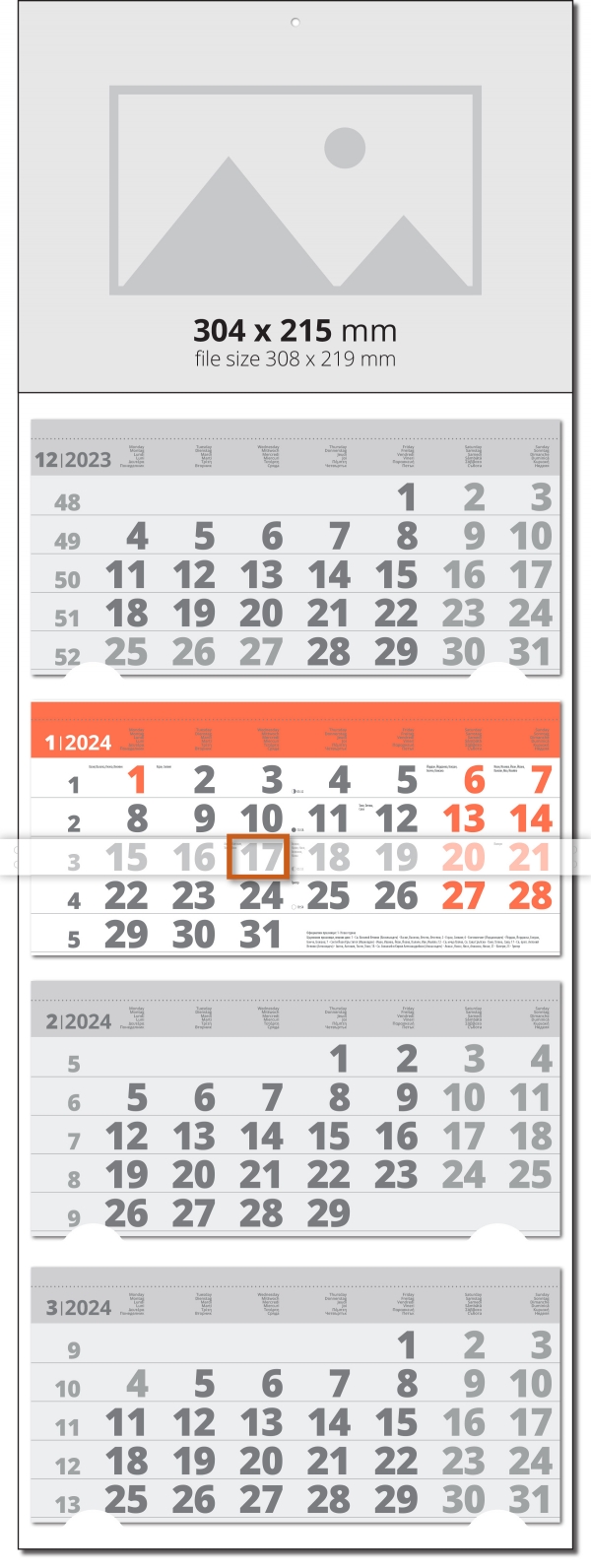 4 Month Calendar Universal Color Grey/Orange