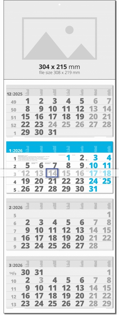 4 Month Calendar Universal Color Grey/Blue