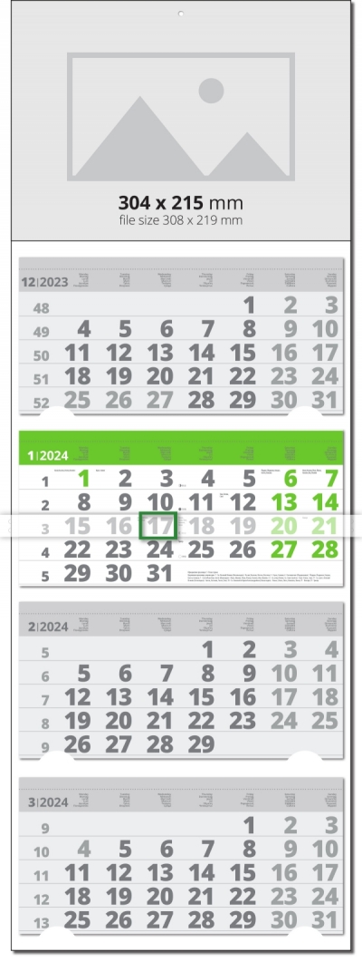 4 Month Calendar Universal Color Grey/Green