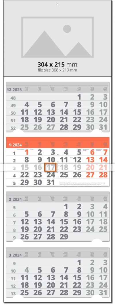 4 Month Calendar Universal Color Grey/Orange