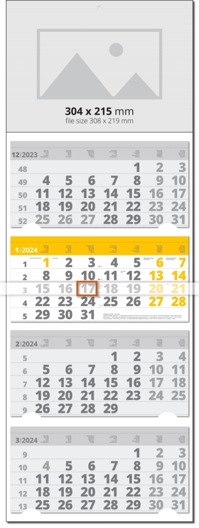 4 Month Calendar Universal Color Grey/Yellow