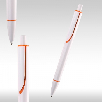 Химикалки CLEAR бяла с оранж