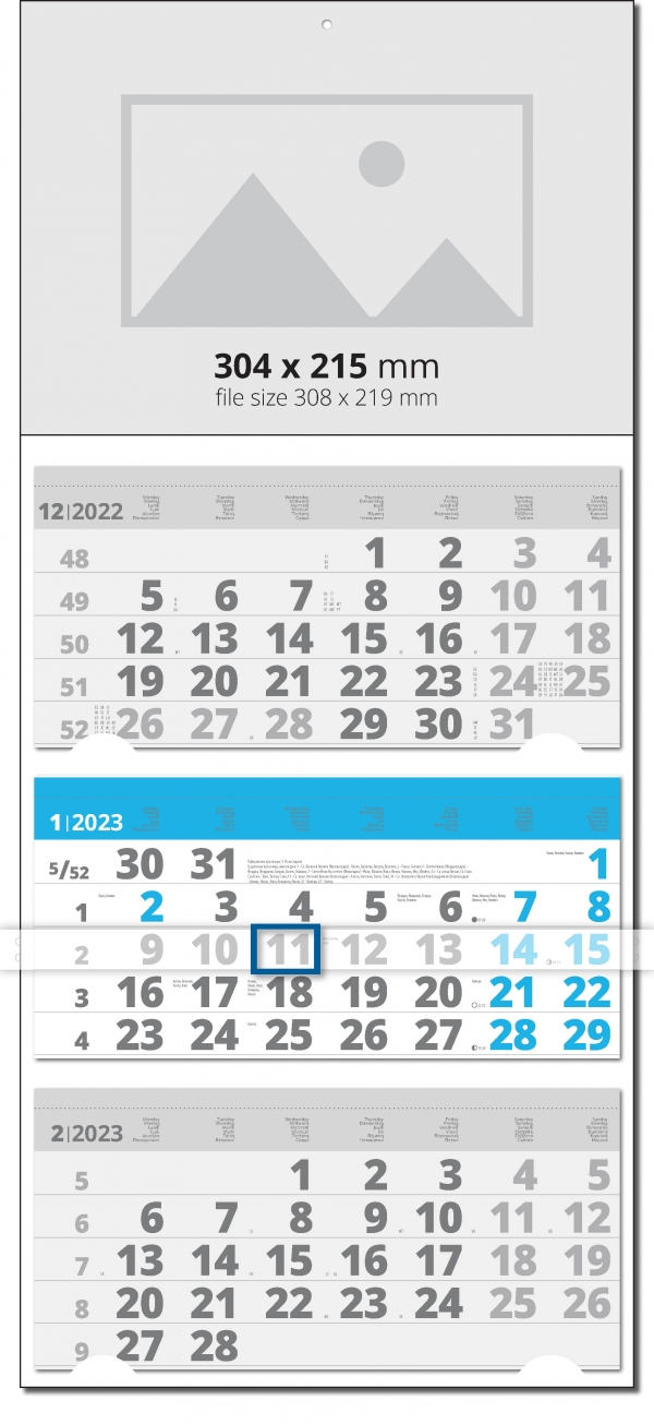 Calendar Universal Grey/Blue