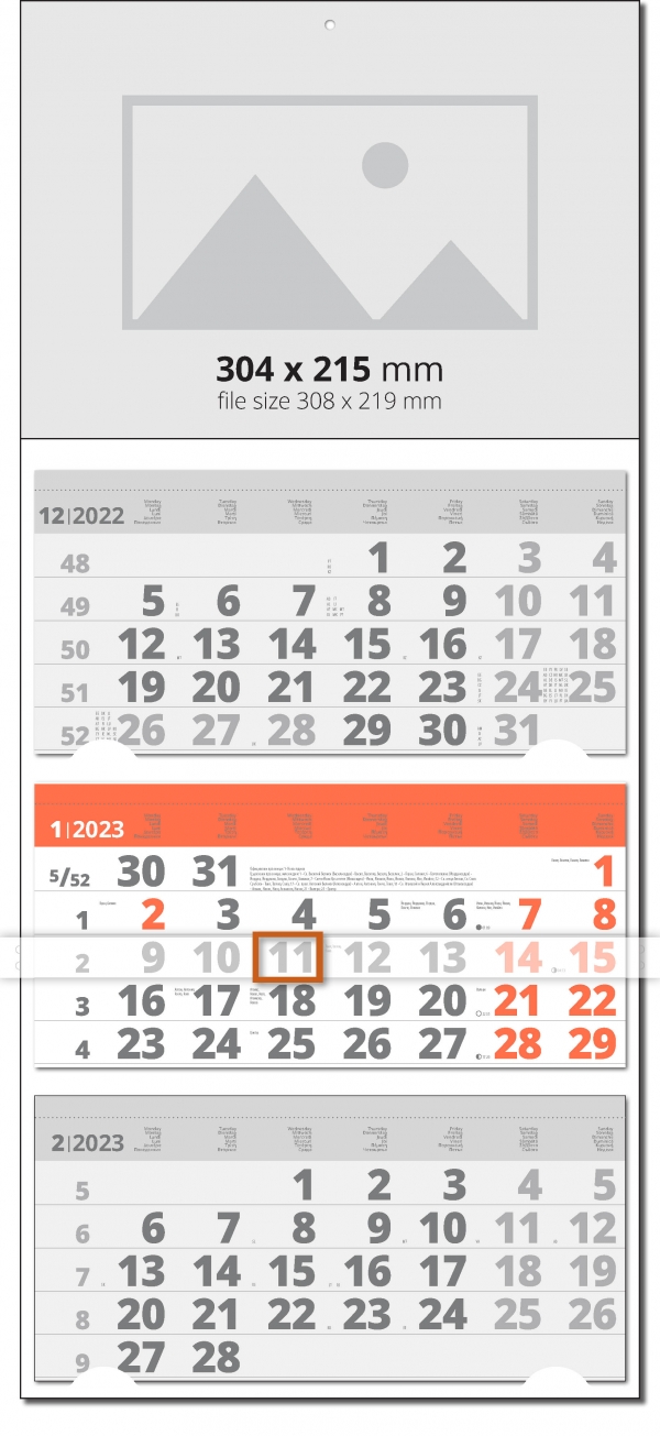 Calendar Universal Grey/Orange