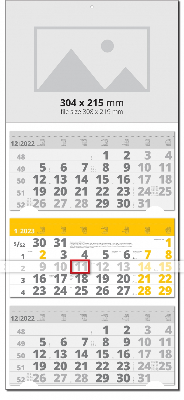 Calendar Universal Grey/Yellow