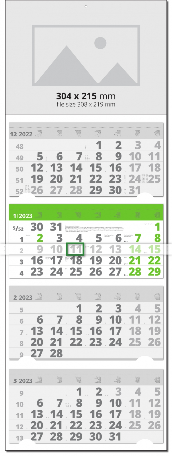 4 Month Calendar Universal Color Grey/Green