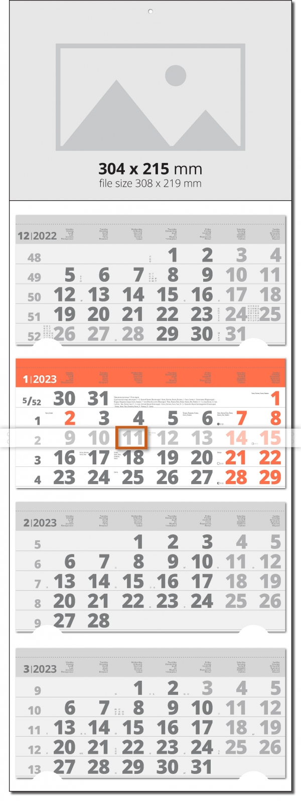 4 Month Calendar Universal Color Grey/Orange