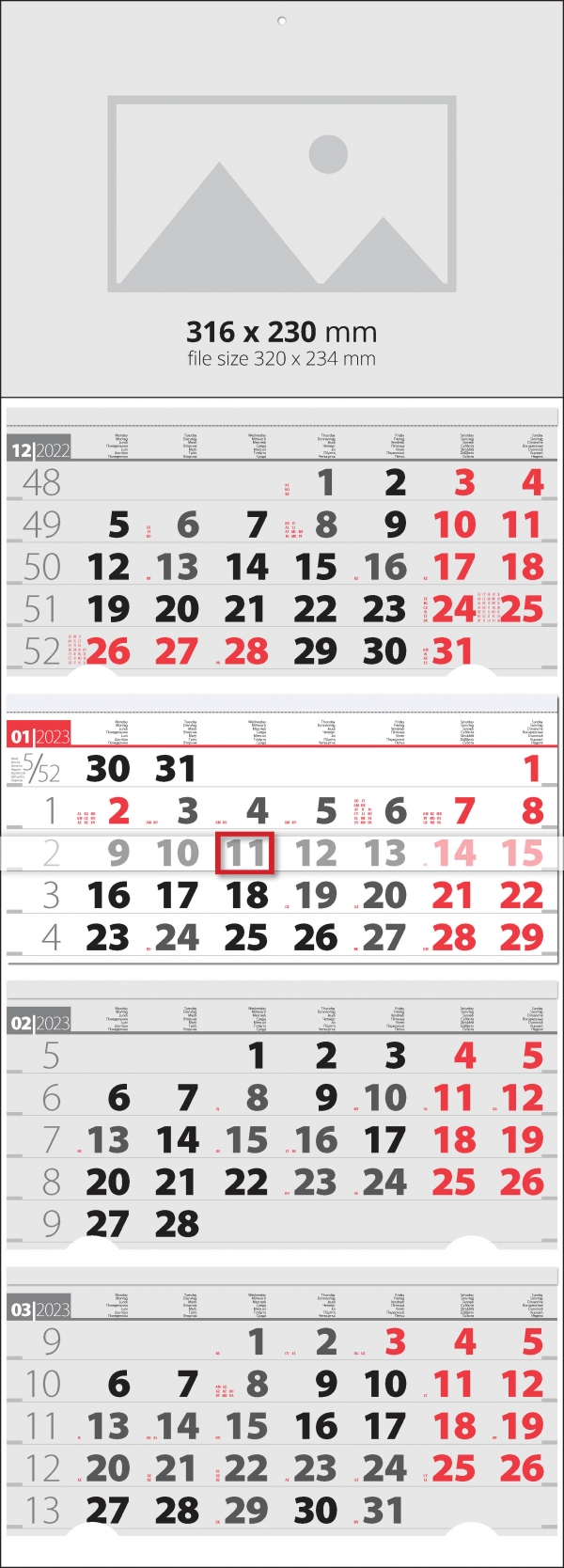 4 Month Calendar Elite Black