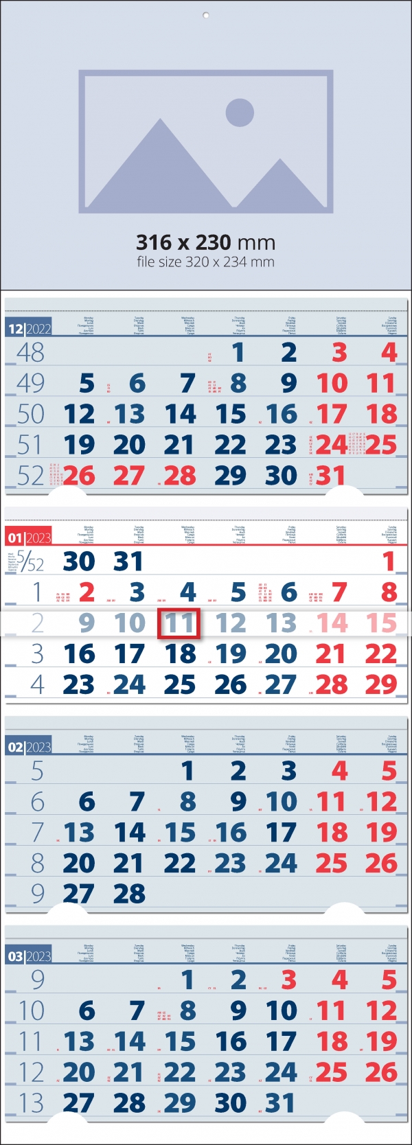 4 Month Calendar Elite Blue