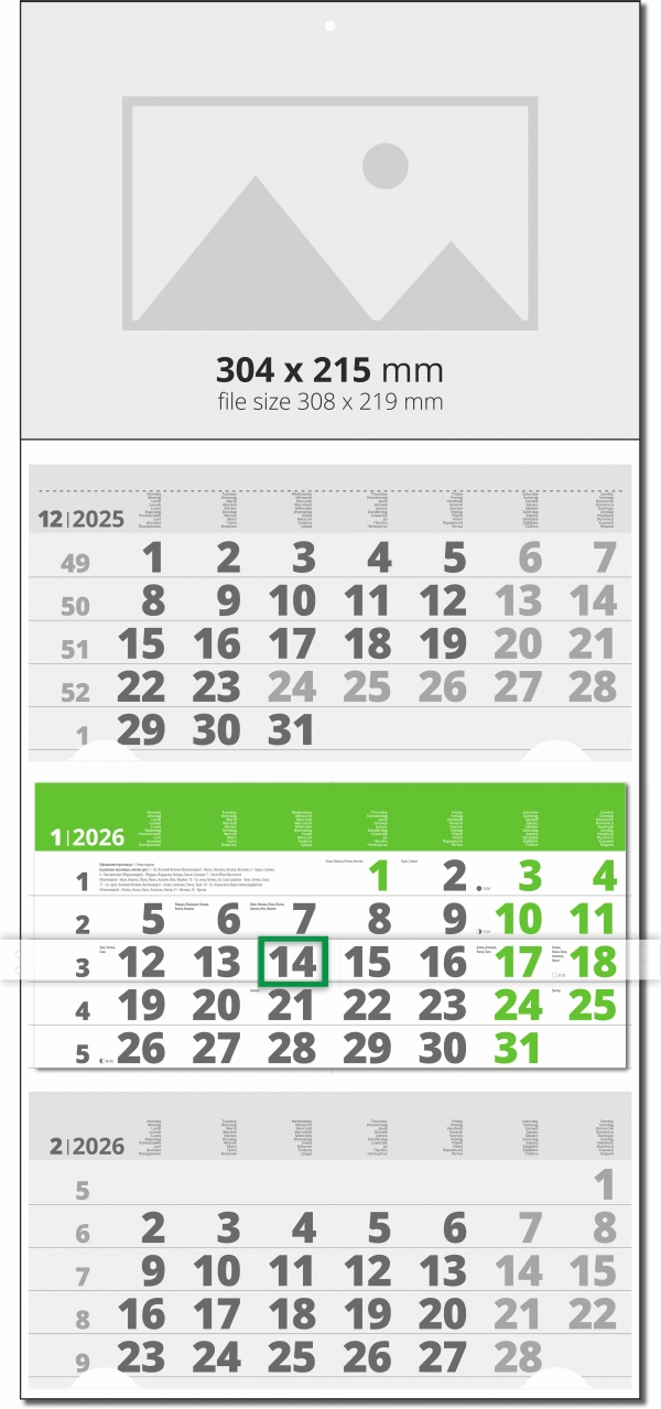 Calendar Universal Grey/Green