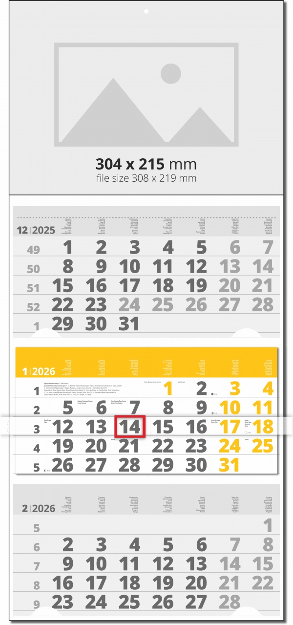 Calendar Universal Grey/Yellow