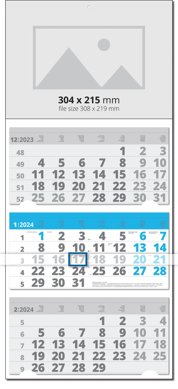 Calendar Universal Grey/Blue