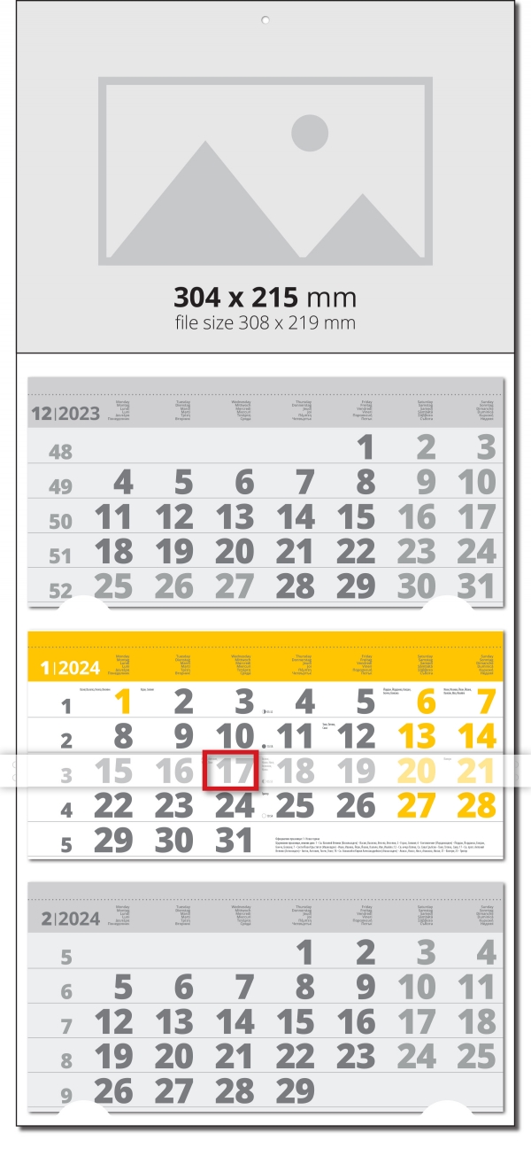 Calendar Universal Grey/Yellow