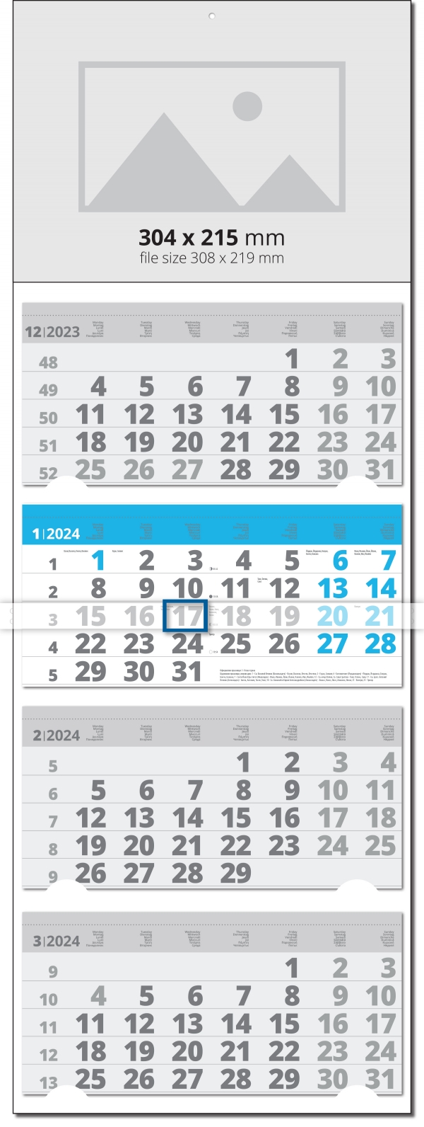 4 Month Calendar Universal Color Grey/Blue