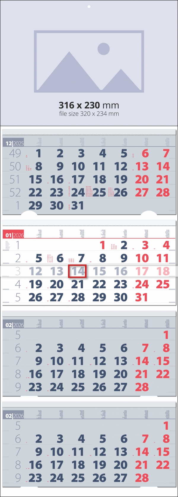 4 Month Calendar Elite Blue