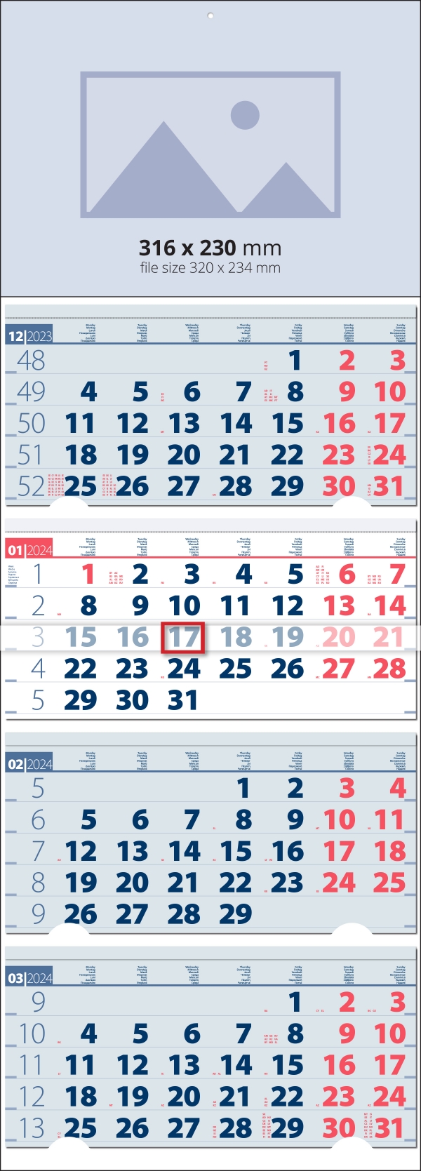 4 Month Calendar Elite Blue