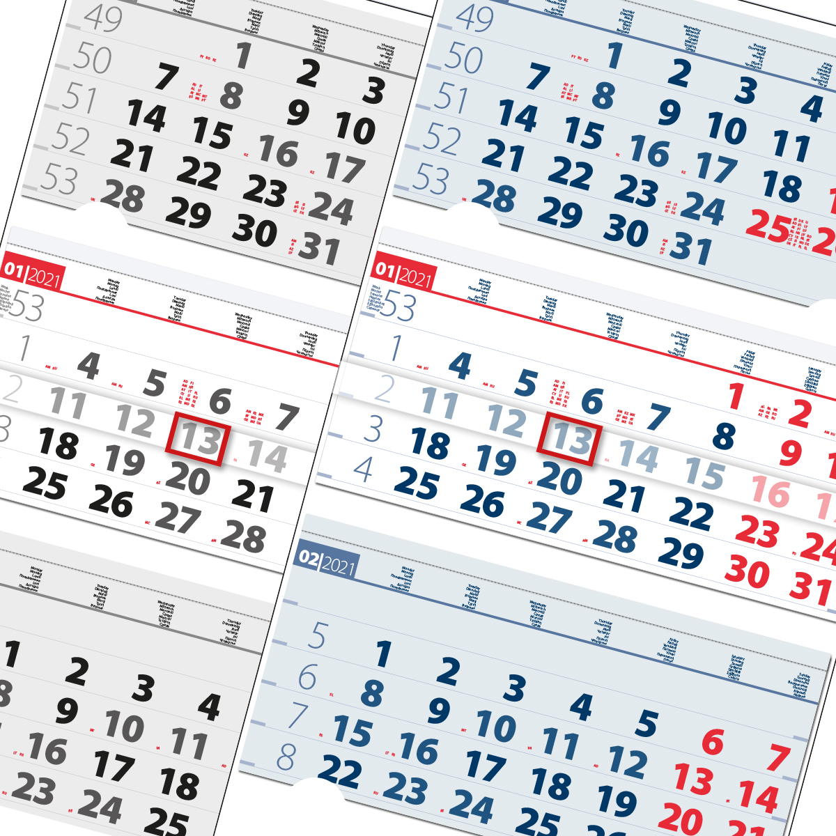 Календари 3 тела Елит, 3 monat Werbekalender, 3 month calendars Ellite,
