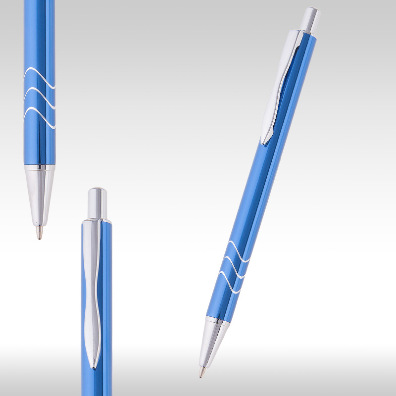 wave metal pen blue